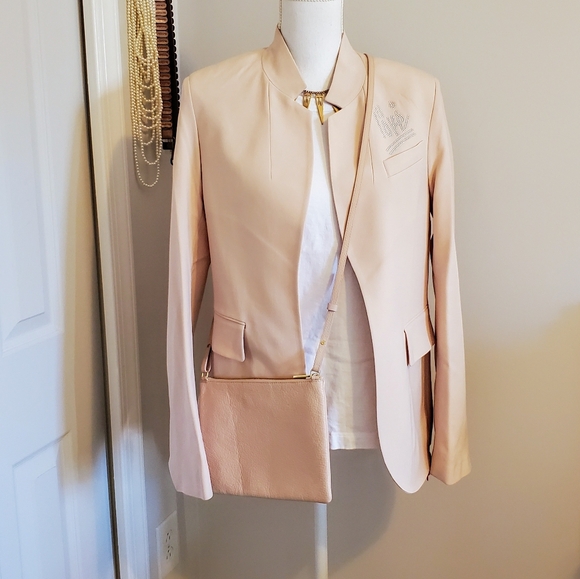 Zadig & Voltaire Very Love Strass Blazer With Rhinestones - Pale Pink Size EU 40 - Picture 3 of 13